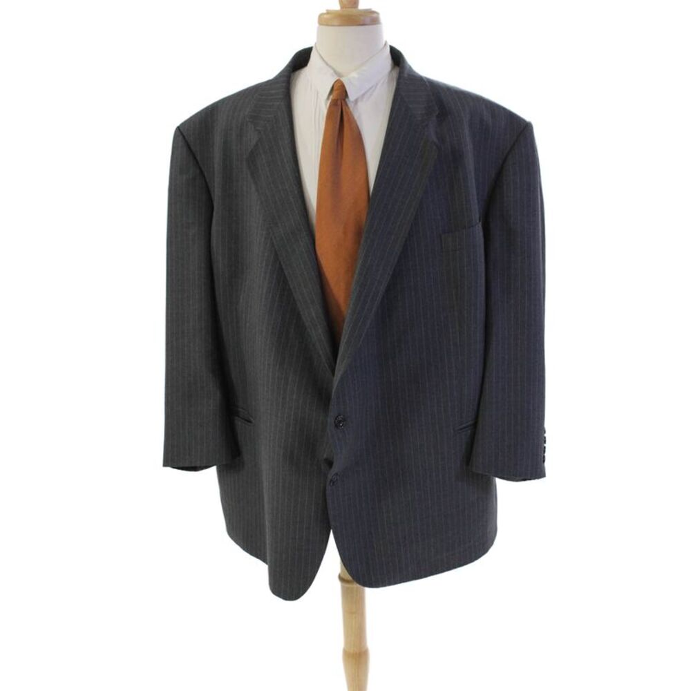 Alexandre London Men's Long Sleeves Lined Pinstriped Jacket Gray Size 40